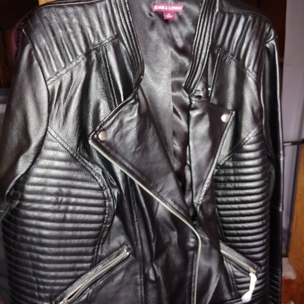 Black plus size leather jacket